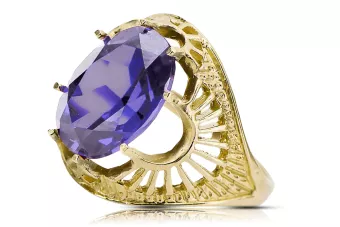 14k geltono aukso Alksandritas Žiedas Vintažiniai amatai vrc003y